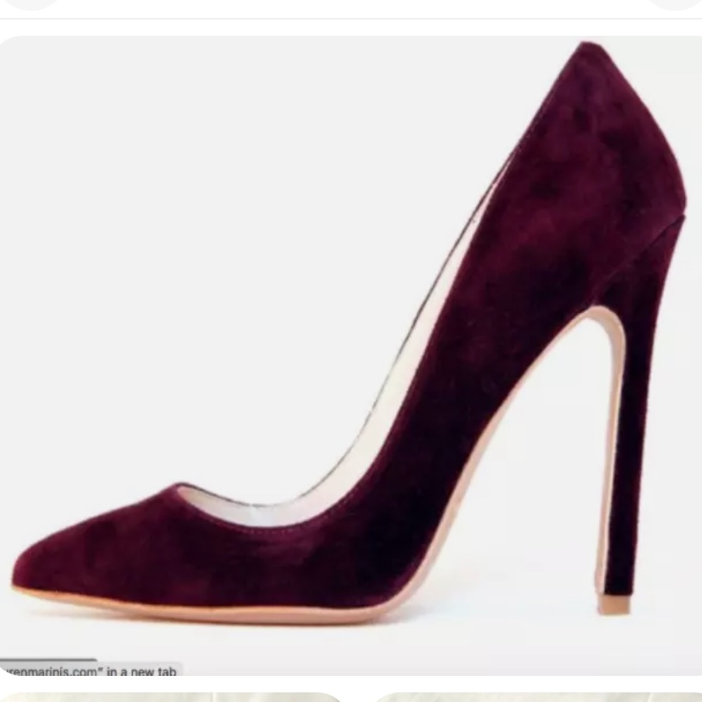 Lauren Marinis Suede Gilda Pointed Toe Pumps